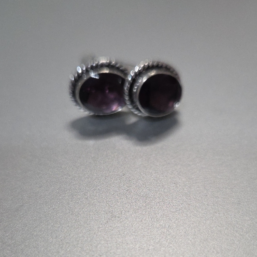 Sterling Silver Amethyst Cuff Links - Picture 2 of 4